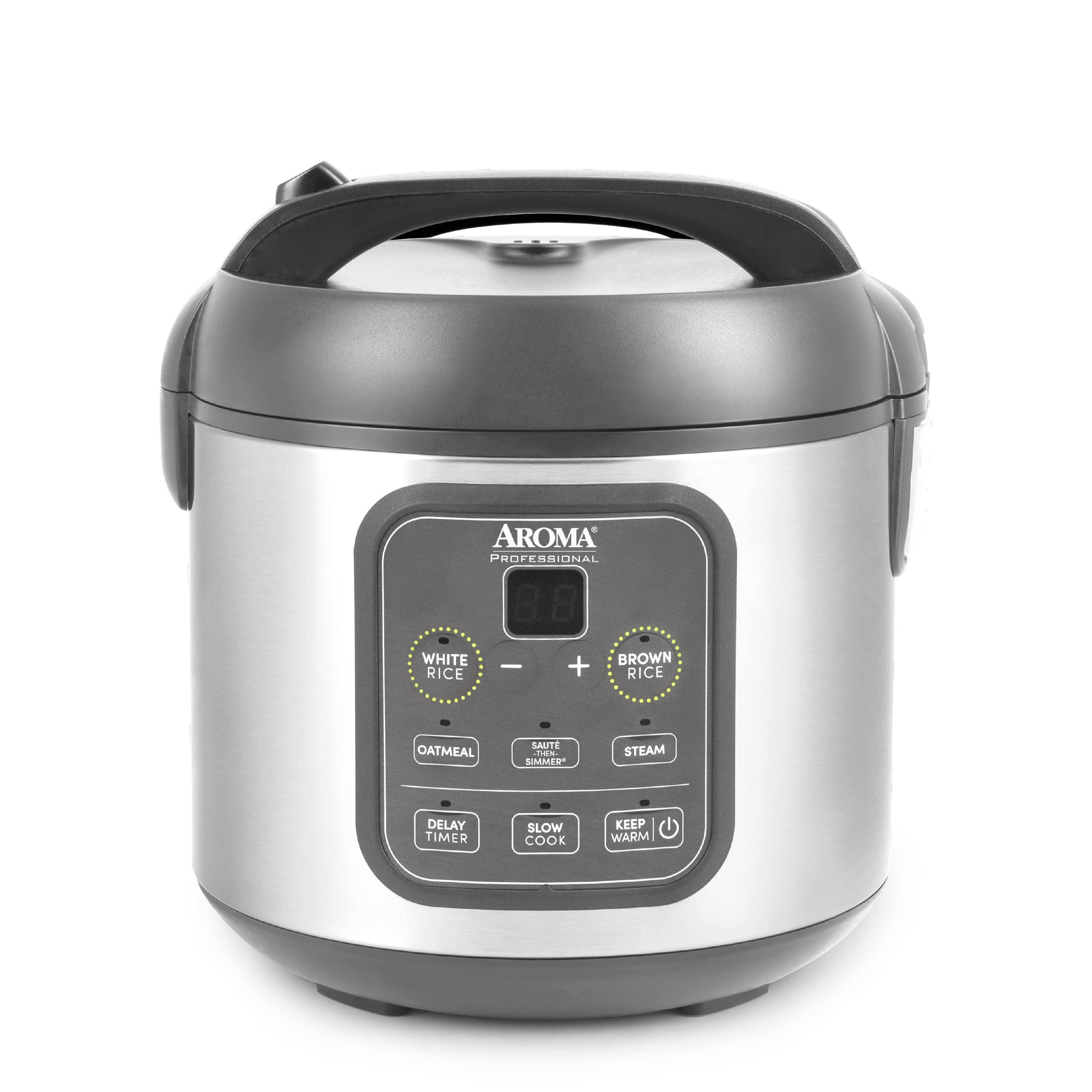 AROMA Digital Rice Cooker, 4-Cup (Uncooked) / 8-Cup (Cooked), Steamer, Grain Cooker, Multicooker, 2 Qt, Stainless Steel Exterior, ARC-914SBD